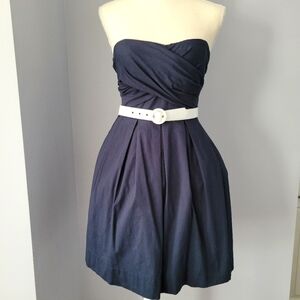 Navy Ruched Top Dress w/matching belt
